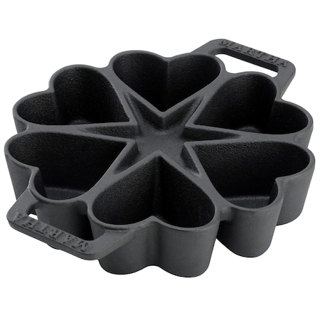 Martha Stewart Martha by 6 Cups Heart Mold Pre-seasoned Cast Iron Pan in Black 134697.01
