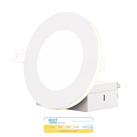 Infibrite 4 In Slim Recessed LED Downlight with Night Light 5CCT Selectable White 9 Watt 750LM Triac Dimmable IB-001-28-9W-WH