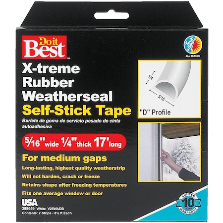 Do It Best 17 Ft. 5/16'' White Rubber Weatherstrip V25WADB