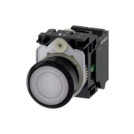 Siemens Illuminated pushbutton, 22 mm, round, plastic, white, pushbutton 3SU1106-0AB60-3BA0-ZY15