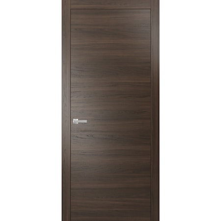 Sartodoors Modern Solid Interior Door with Handle, Planum 0010 Chocolate Ash, Single Regural Panel Frame Trims PLANUM0010ID-CA-1884
