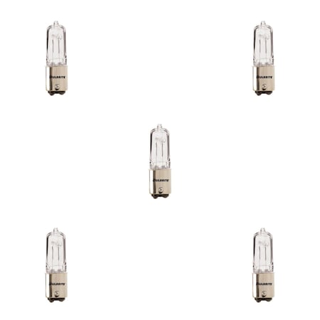 Bulbrite 75W 120V Dimmable Clear T4 Halogen Mini Bulbs, Double-Contact Bayonet BA15D Base, 2900K, 5PK 860812