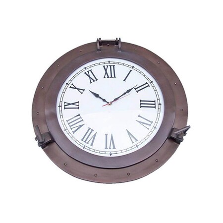 Handcrafted Decor Bronzed Deluxe Class Porthole Clock- 24 in. WC-1449-24-BZ