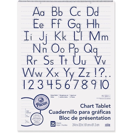 Pacon Chart Tablet, Manuscript Cover, Ruled, 24 x 32, 25 Shts/Tablet, PK2 74710