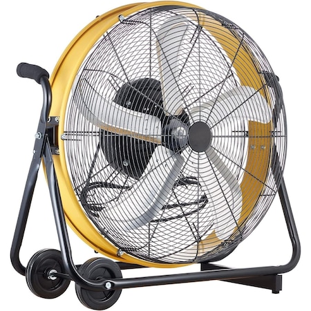 Edendirect 24in 3 Speeds High Velocity Internal Oscillating Barrel Floor Fan Yellow with 1/4 IR-FAN7807