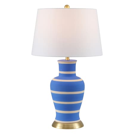 Jonathan Y Julian 29" Traditional Classic Ceramic Urn LED Table Lamp, Blue/Beige JYL4026L