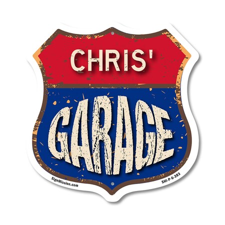 Signmission Chris's Garage, 6 Inch X 6 Inch, Plastic Sign SHI-P-6-383-CHRIS