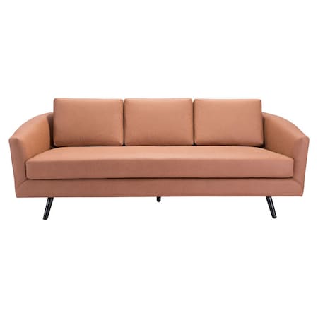 Homeroots 79" Brown Faux Leather Sofa With Black Legs 396463