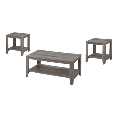 Homeroots Set of Three 42" Gray Coffee Table With Shelf, 3PK 366097