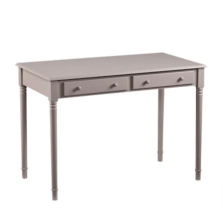 Homeroots 43" Gray Solid Wood Writing Desk With Two Drawers 402016