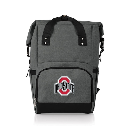 Picnic Time Family Of Brands NCAA Ohio State Buckeyes On The Go Roll-Top Backpack CoolerHeathered Gray 616-00-105-446-0