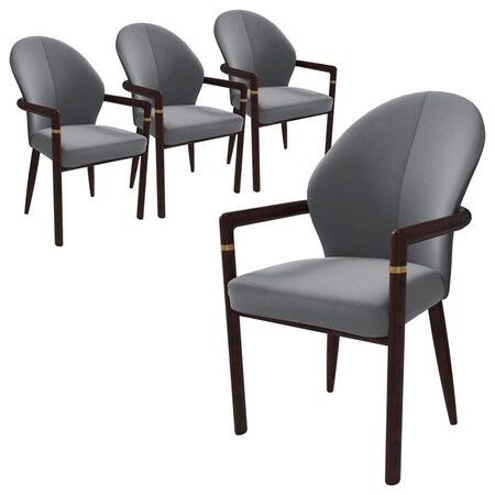 Leisuremod Opaline Series Elegant Wooden Dining Chair in Two-Tone Grey, 4PK OC24GR4