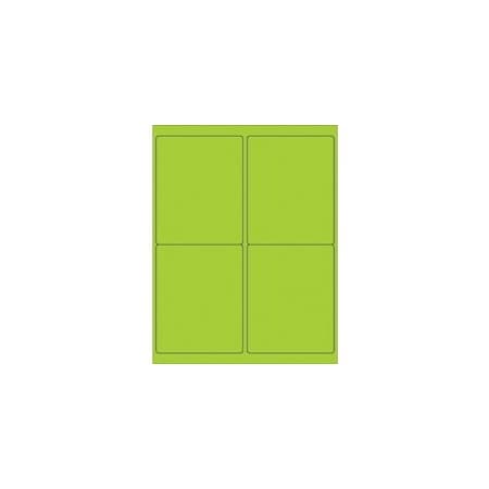 Bubblefast 4 x 5'' Fluorescent Green Rectangle Laser Labels-4 Labels per Sheet BFLL181GN