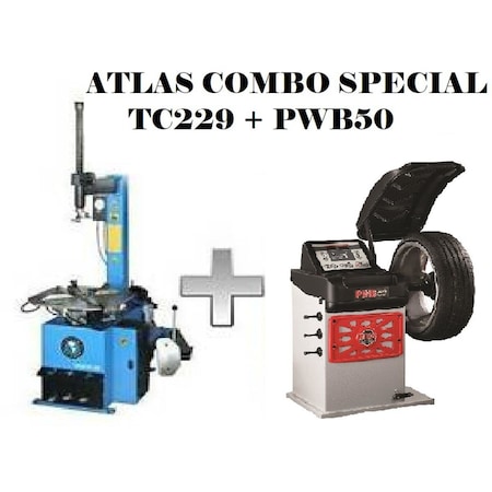 Atlas Automotive Equipment Tc229 Rim Clamp Tire Changer + Pwb50 Wheel Balancer Combo Package TCWB-COMBO7-FPD