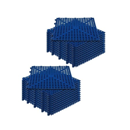 Mytee Products 12inx12in Non Slip Interlocking Self Drainage Tiles - 1/2in Thick, Blue, 24PK NSM1212-Bx24