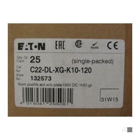 Eaton Motor Controllers Illuminated 120V 1NO Green C22-DL-XG-K10-120
