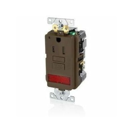 Leviton Self-Test GFCI Receptacle, Combination with Light, 15 Amp, 125 Volt, 5-15R NEMA GFPL1-PL
