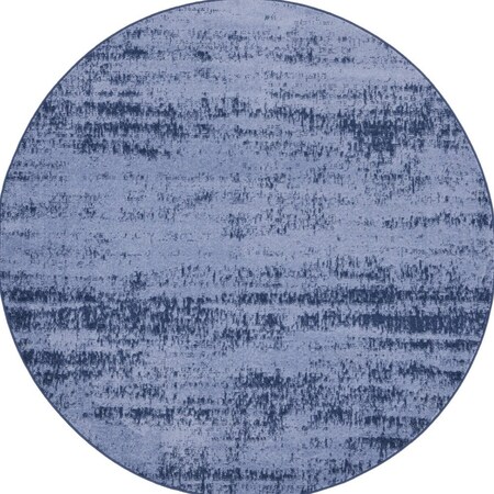 Homeroots 6' Denim Blue And Navy Blue Round Abstract Indoor Outdoor Area Rug 545952
