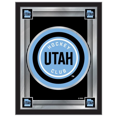 Holland Bar Stool Co Utah Hockey Club 17in x 22in Logo Wall Mirror - Black Wood Frame - Vibrant Full Color - Style A MLogo