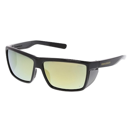 Mcr Safety Swagger (SR2), Safety Glasses, Anti-Scratch, Gold Mirror Lens, Black Frame, Full-Frame, Polarized SR21GZ