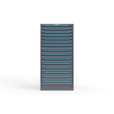 Strong Hold 15 drawer cabinet - (6x 2ft, 9x 3ft) - Blue accents - Keyed Different S3060-PPDAS-1501FS