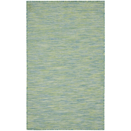Homeroots 3' X 5' Blue And Green Indoor Outdoor Area Rug 556224