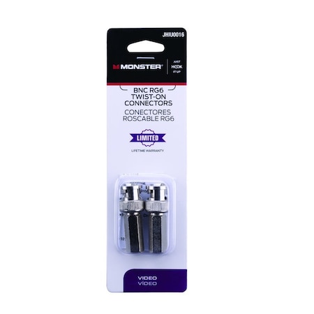 Monster Cable Just Hook It Up Twist-On BNC Coaxial Connector, 2PK JHIU0016