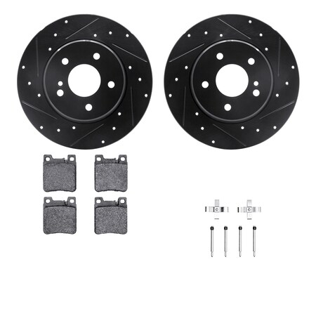 Dynamic Friction Co DFC Rotors-Drilled & Slotted-Black w/ EURO 5000 Ceramic Brake Pads Incl Hdw 8612-63050