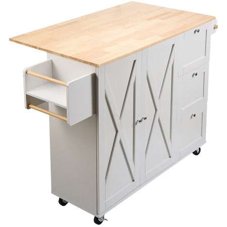 Vevor 60in Kitchen Island Cart Rolling Storage Cabinet Table with Drawer Drop Leaf YS252253ss