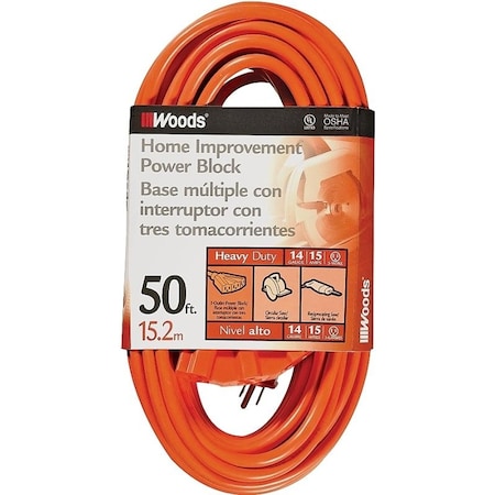 Southwire Cord Ext Otdr14/3X50Ft 3Ot Org 0826