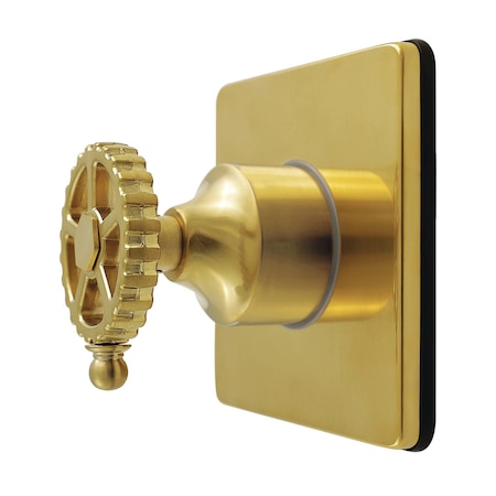 Kingston Brass Single-Handle Six-Way Diverter Valve with Square Trim Kit, Brushed Brass KS4047CG