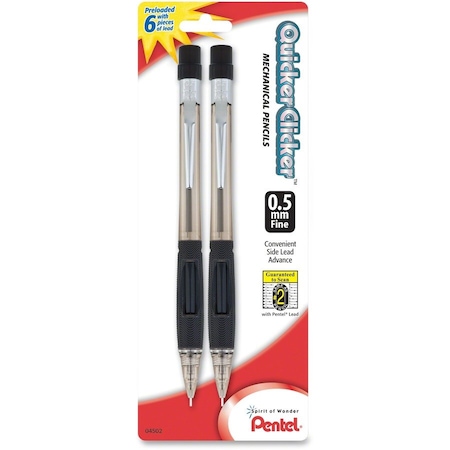Pentel PD345BP2K6 Quicker Clicker Mechanical Pencil 0.5 mm Smoke 2-Pk PD345BP2K6