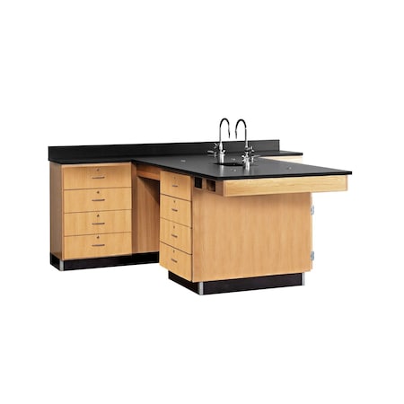 Diversified Spaces Perimeter Workstation, Oak, Wood Frame, 90 in W, Red 2844K