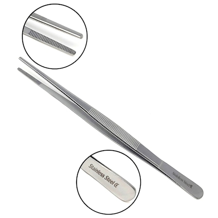 A2Z Scilab Culinary Tweezers, Blunt Serrated Jaws, 8 Inch, Stainless Steel Tongs A2Z-ZR1034