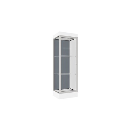 Ghent Lighted Floor Display Case 24x76x20, 6" Base, Satin 91LFBS-SN-WHT