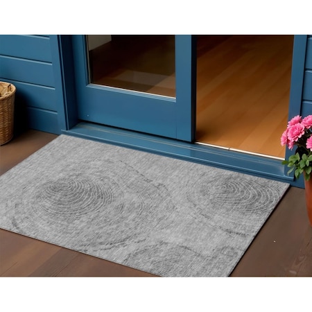 Homeroots 3' X 5' Gray Silver And Charcoal Abstract Washable Indoor Outdoor Area Rug 582794