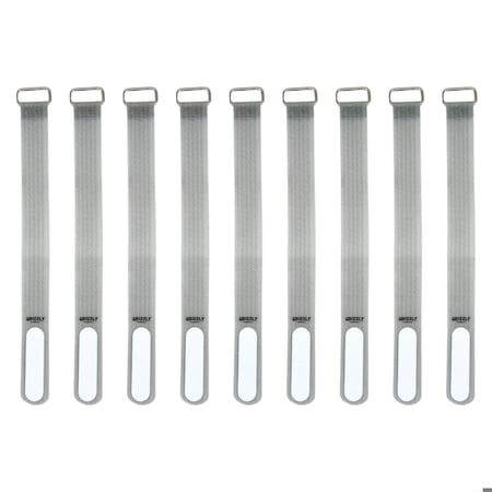 Grizzly Supply Cinch Strap, 8 in L, 0.75 in W, Hook and Loop Closure, Reusable, Gray, 9PK GS-HLCS8-Gray