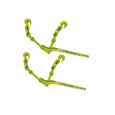 Tool Time 0.37 to 0.5 in. Hi-Vis Green Ratchet Load Binder, 2PK TO3246404