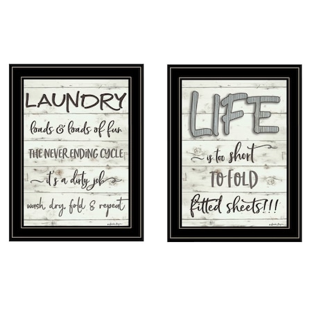 Homeroots Set Of Two Loads of Fun 2 Black Framed Print Bathroom Wall Art, 2PK 407107