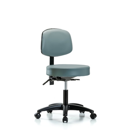 Blue Ridge Ergonomics Vinyl Stool, Back, Desk, Casters, Storm BR-VDHST-RG-T0-RC-8822
