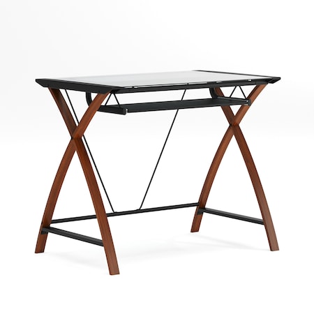 Flash Furniture Computer Desk Glass Top Cherry Desk, 23-1/2" D X 29" H, 39-1/4" W X Laminate, Table Top: Glass NAN-JN-2824S-GG