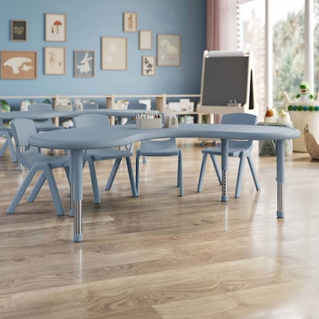 Flash Furniture 5 PC Plastic Activity Table and 4 Chairs Set, 10.5 in Seat Height-Dusty Blue YU-YCX-0043-2-MOON-TBL-DSTYBL-E-GG