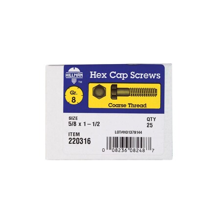 Hillman Hex Head Cap Screw 5/8 in D X 1 1/2 in L Heat Treated Steel Heat Treated 220316