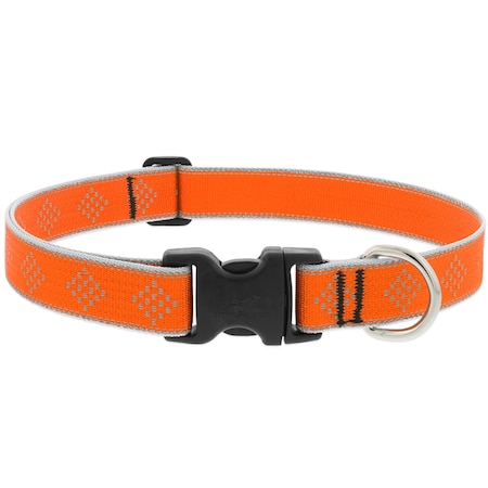 Lupinepet Reflective Orange Diamond Nylon Dog Adjustable Collar 48353