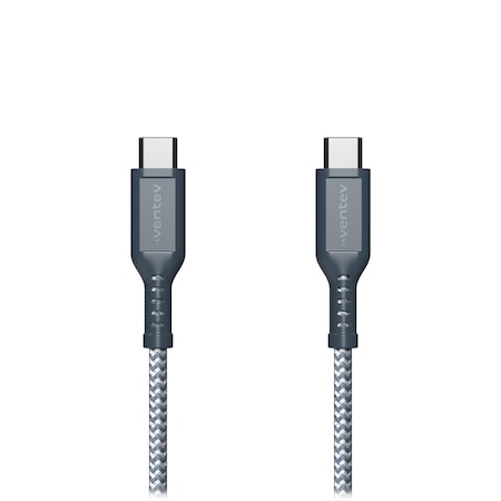 Ventev High Speed Usb C To Usb C Braided Cable With 2x The Copper For Faster Charging 6ft, Gray BC6-GRY262894