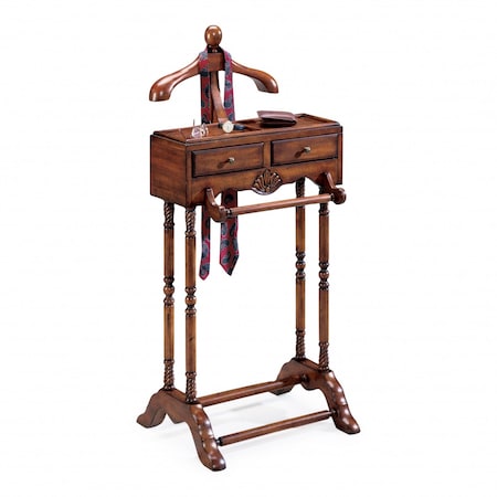 Homeroots Handsome Dark Brown Cherry Finish Wood Valet 383203