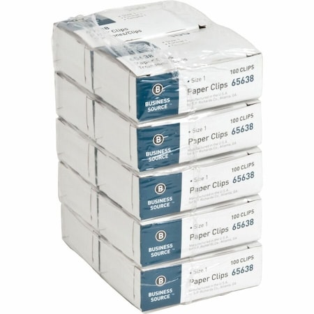 Business Source Paper Clip, Silver, Steel, PK10 BSN65638