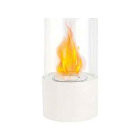 Homeroots 7in White And Clear Stainless Steel And Glass Bioethanol Portable Tabletop Firepit 654324