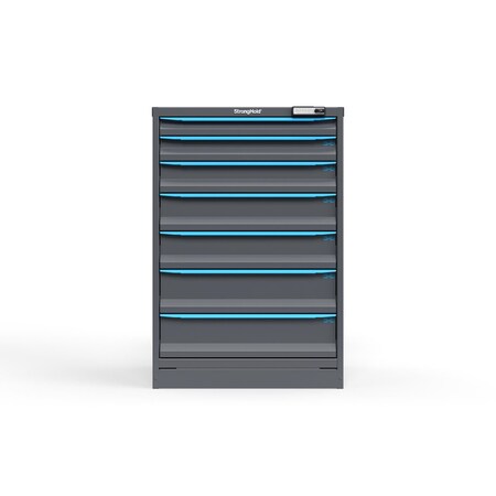 Strong Hold 7 drawer cabinet - (1x 2ft, 1x 3ft, 1x 4ft, 2x 5ft, 2x 6ft) - Blue accents - Electronic Lock S3044-PPRAS-0701FS