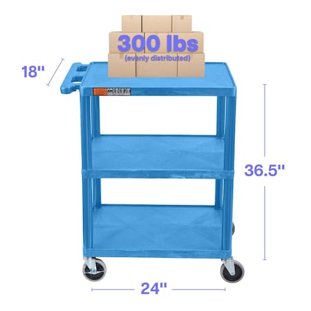 Luxor Utility Cart - 3 Shelves Structural Foam Plastic HE34-BU